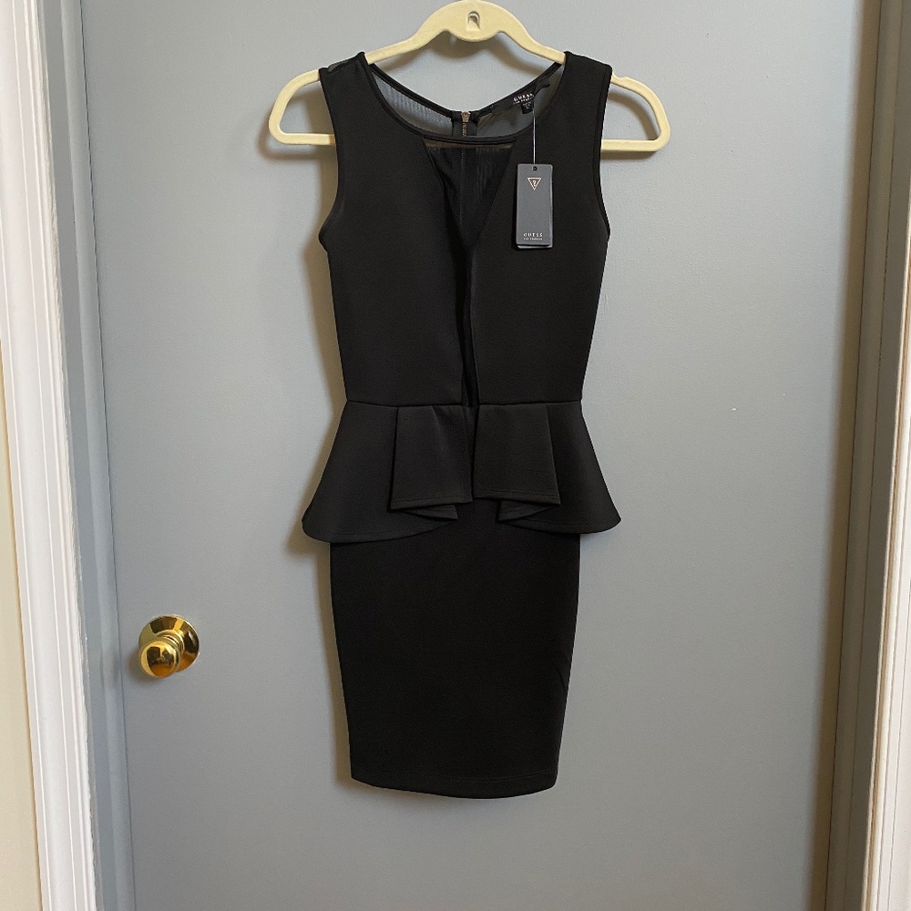 GUESS Black Scuba Peplum Dress